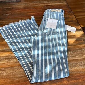 NWT Cello Blue and White Striped Bell Bottom Jeans Size 5